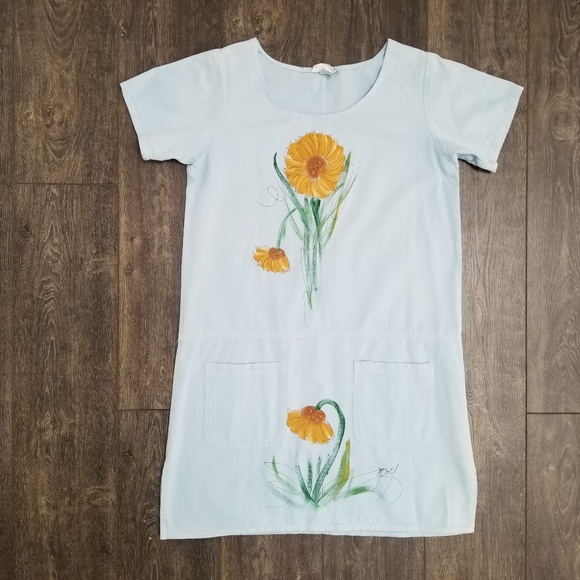 Sunflower Handpainted Dress - small